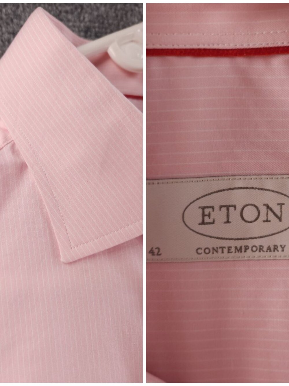 Eton Romania Pink 16.5 Striped Cotton Elegant Shirt Button Up Convertible Cuff - Picture 9 of 16